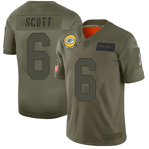 Green Bay Packers Limited Camo Men #6 Scott J K Jersey Nike NFL 2019 Salute to Service->green bay packers->NFL Jersey